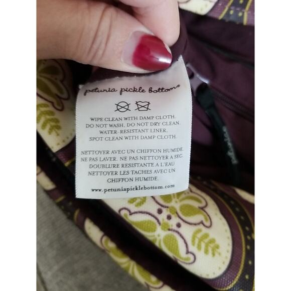 Petunia Pickle Bottom Backpack Shoulder Diaper Bag Brown Light Yellow Green - Picture 14 of 14